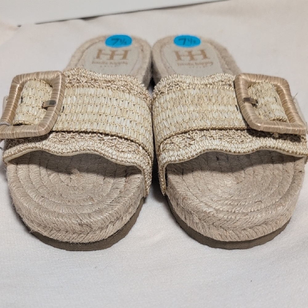 Haute Hippie Nyssa Boho Raffia Woven Slide Sandals Size 7.5 - Picture 8 of 11
